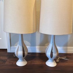 MCM Atomic Teardrop Ceramic Table Lamps