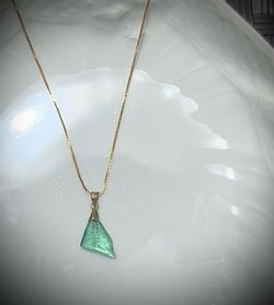 Teal Sea Glass On 18k Gold Plated Necklace *$5 FLAT FEE US SHIPPING*