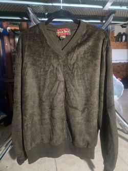 vintage Gleen Dee brand sweater is a brown velour V-neck style