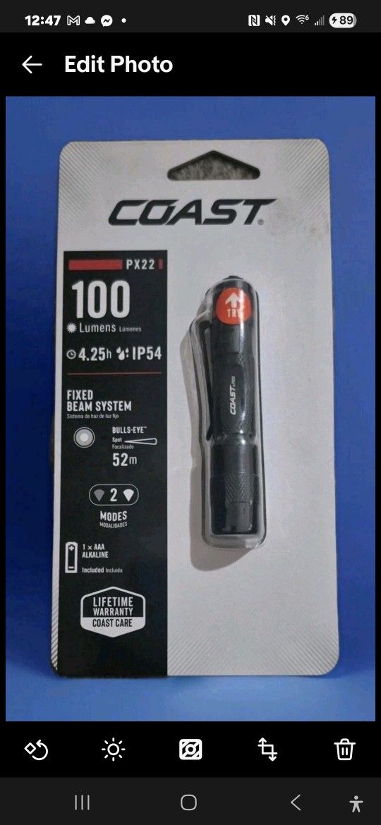 Coast PX22 100 Lumens Flashlight Black New In Package. P 0001