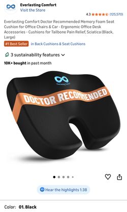 Memory Foam Seat Cushion for Office Chairs & Car