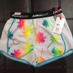 Justice Girls Shorts New With Tags Size 12/14 Athletic Material Hawaiian Vibe