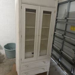 Vintage Faux Bamboo Armoire