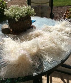 Long white feathery boa