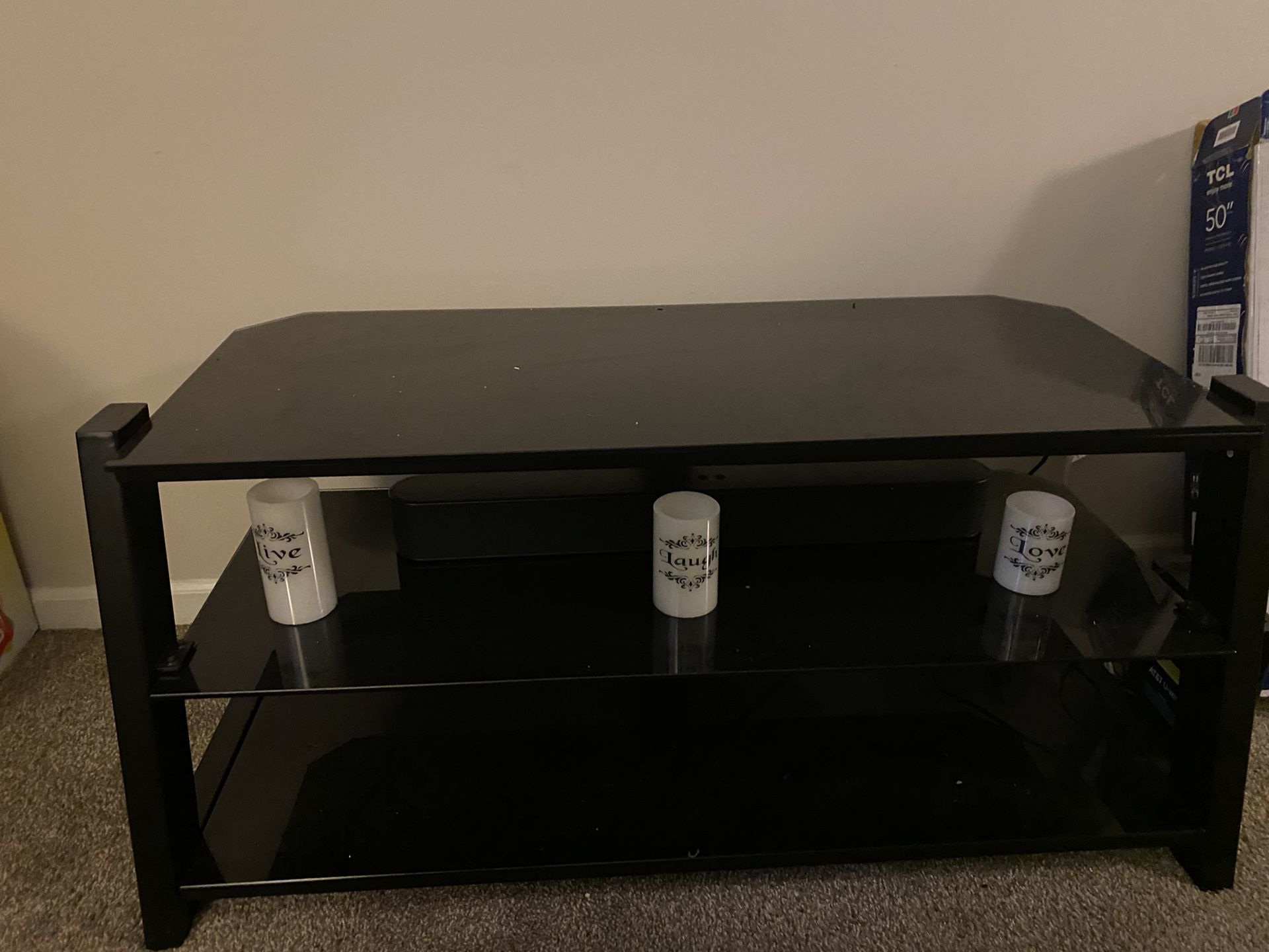 Glass Tv stand. 3glass Shelves Included GREAT CONDITION