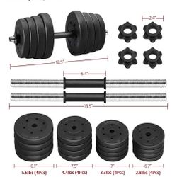 Yaheetech Adjustable Dumbbell Size 66 Pounds.