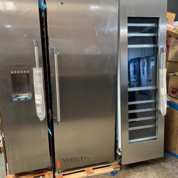 Thermador 72 in refrigerator/freezer and wine cooler kitchen set 