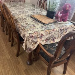 Wooden Dining Table With Glass