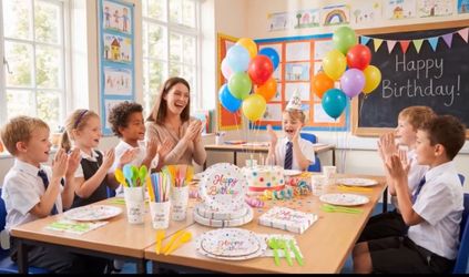 140 Piece Happy Birthday Party Tableware Set, Colorful, Serves 20