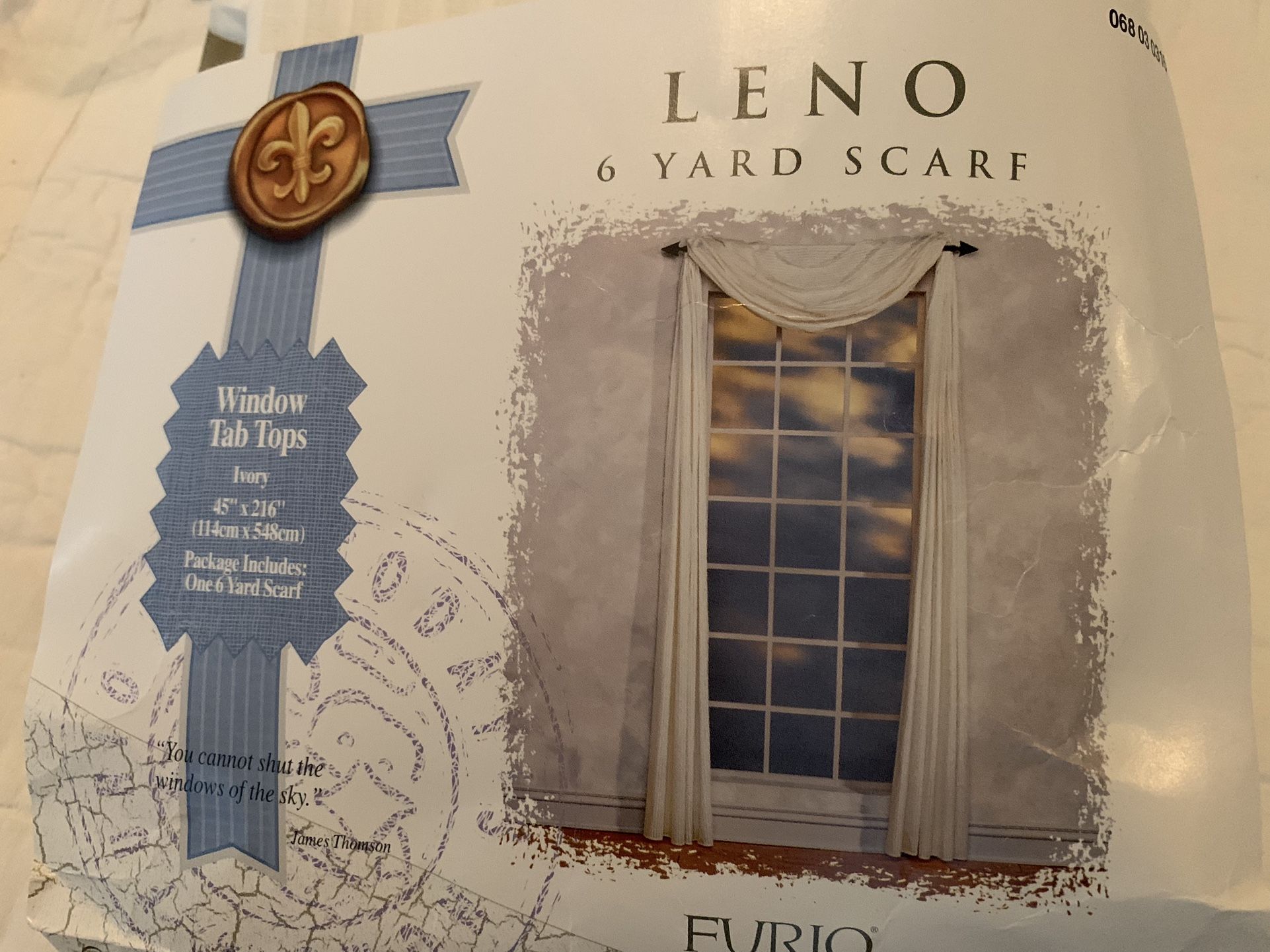 Window Curtain Scarf Wedding Decor, Set Of 2 - 6 Yard Long Ivory Scarves, Window Valance, Covering New Unused, each is 45” x 216”