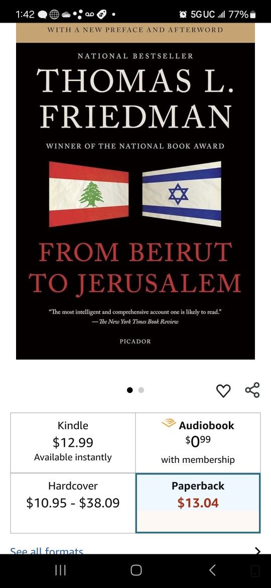 From Beirut to Jerusalem Paperback Book