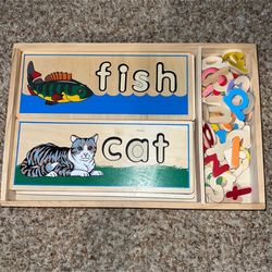 MELISSA & DOUG See & Spell Wooden Spelling Puzzles. Some letters have chipped paint on side see pics