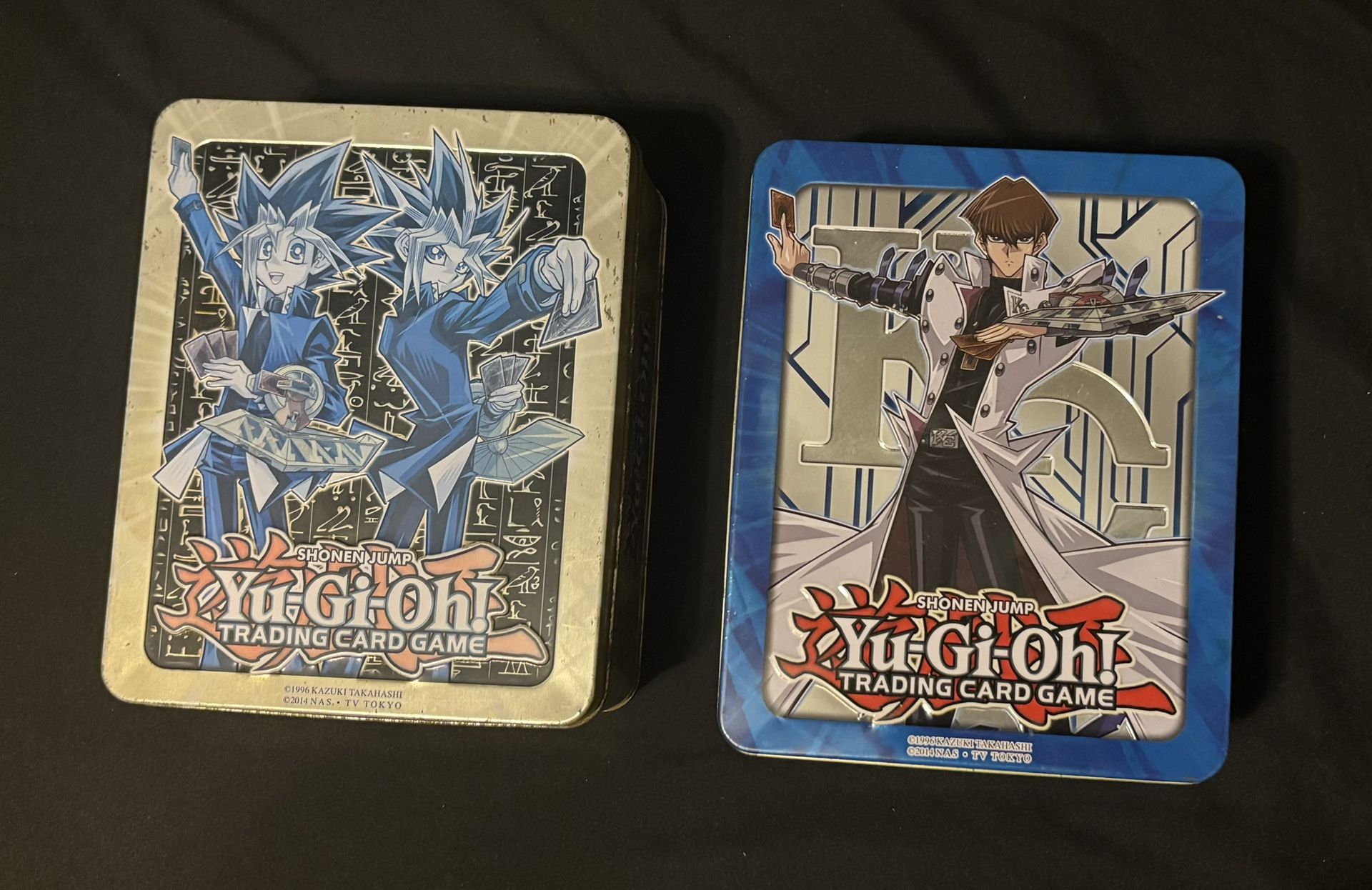 2 EMPTY YuGiOh! 2017 Mega Tin Yugi Moto + Yami Yugi & Kaiba Konami YU-GI-OH! 2017 Mega Tin - Seto Kaiba ,empty game cards Tin ,14*17.5*6 cm