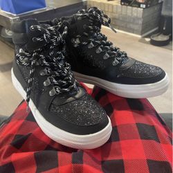 Girls Big Kid Size 5 Sparkly Black High Tops