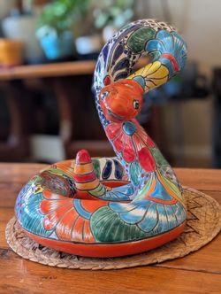 12" Talavera Ceramic Hand Painted Rattlesnake