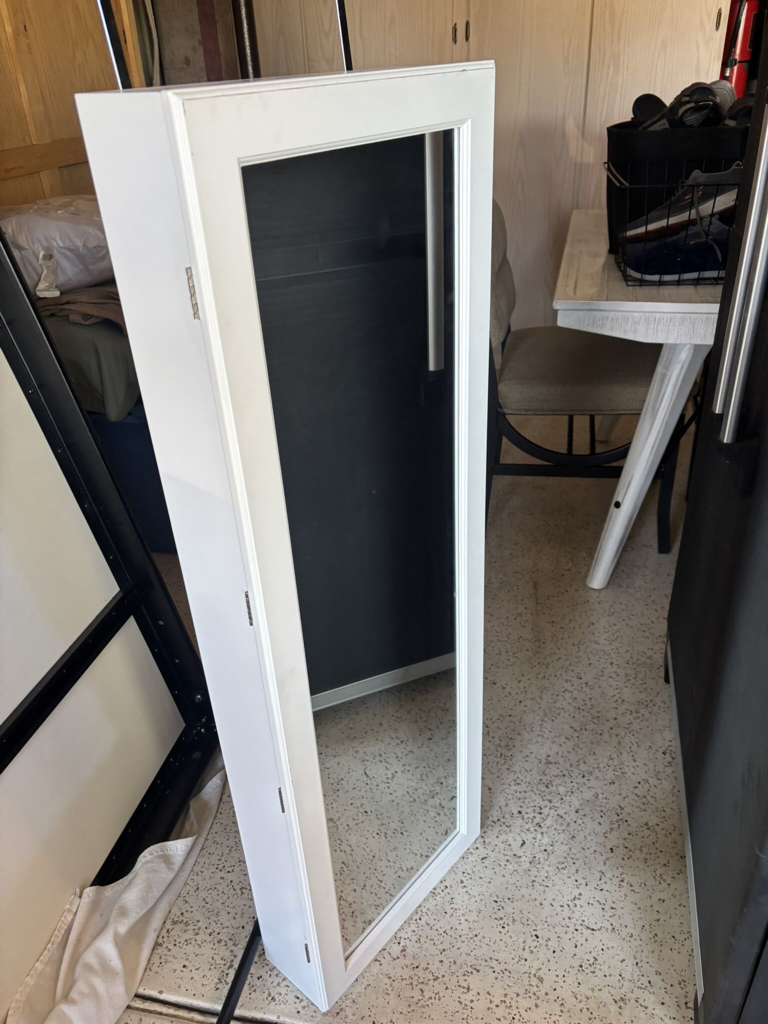 White Jewelry Storage cabinet - Over The Door - With Mirror
