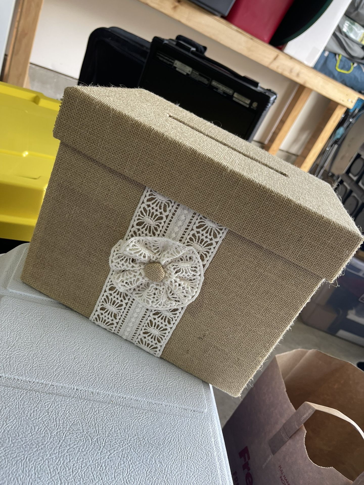 Burlap Wedding Card Box 