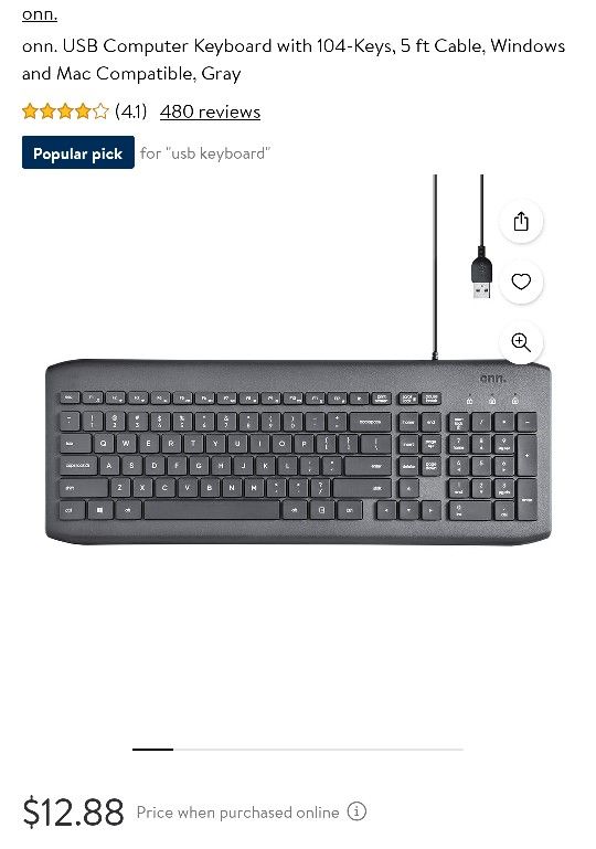Brand New Onn Keyboard For Computer