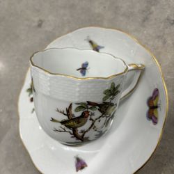 Herend porcelain Coffee Cup with Saucer – Herend, Rothschild Bird 