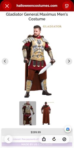 Gladiator General Maximus Costume — Men’s Large — $125