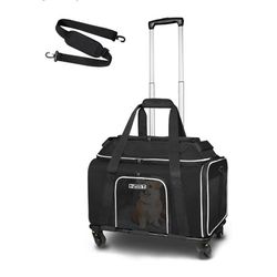 Petskd Top-Expandable Pet Carrier with Wheels 18x13x9.5 Inches 