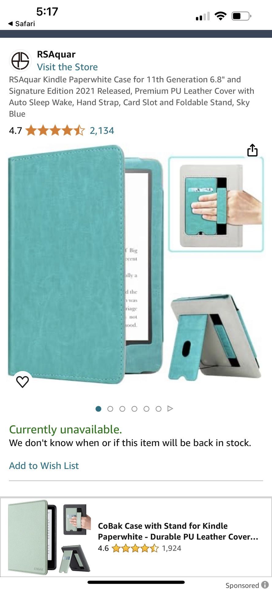 Kindle 11th Gen Case, Credit Card Slot, Handle, Stand,