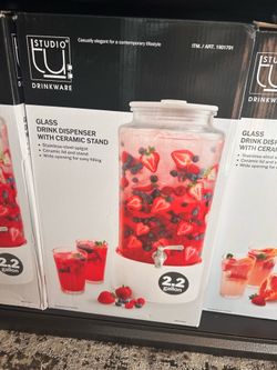 Glass Drink Dispenser with ceramic stand