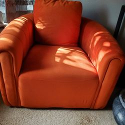 Orange Velvet Swivel Chair