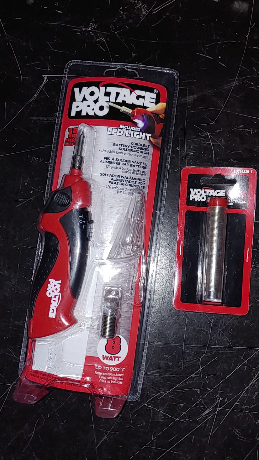Cordless battery powered soldering iron w/ extra