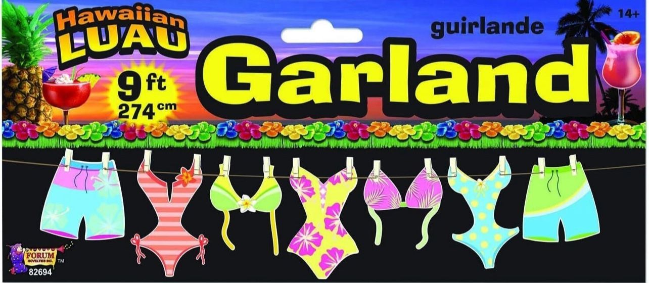 Luau Bikini Banner Tropical Tiki Summer Pool Party Decoration 9 feet