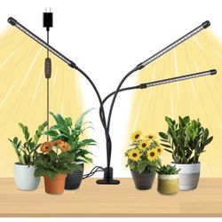 3Head Clip Grow Lights for Indoor Plants, Small Pot Plant Grow Light with 3,9,12 Hr Timer, Full Spectrum Bonsai Grow Light, Bright Plant Growing Lamps