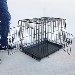New in box $25 Folding 24” Dog Cage 2-Door Folding Pet Crate Kennel w/ Tray 24”x17”x19”