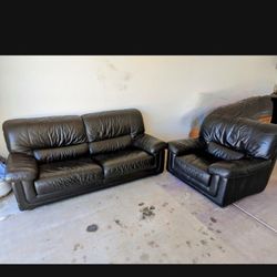 Sofa & Chair Black Leather