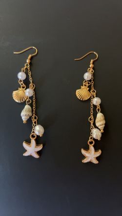 Gold-Tone Ocean Charm Drop Earrings