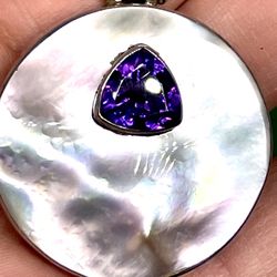 Sterling Mother Of Pearl & Amethyst Necklace