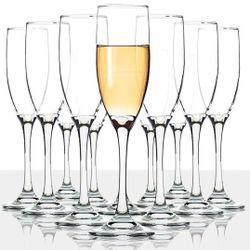 New Set of 12, 6 Oz Premium Stemmed Champagne Glasses, Sparkling Wine Glass, Crystal Clear