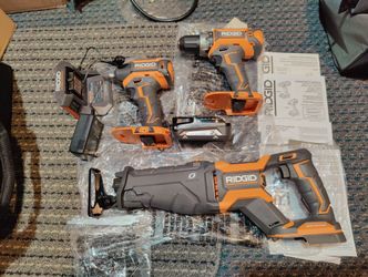 Ridgid 18v Cordless Brushless Tool Set Drill Impact And Sawzall