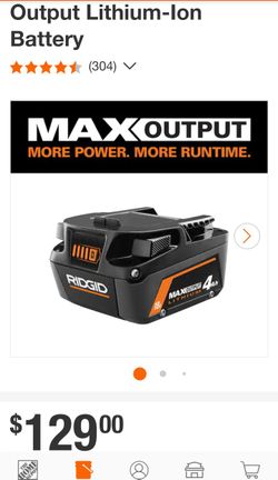 RIDGID 4ah Max Output Battery NEW!