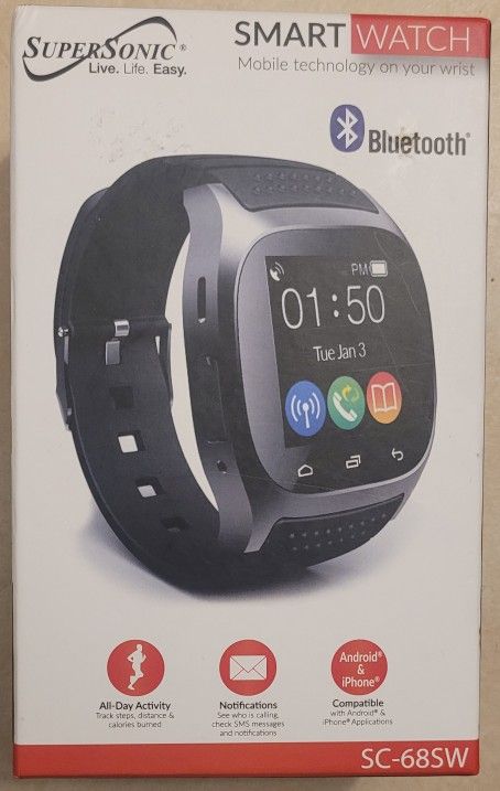 SUPER SONIC SC-68SW SMART WATCH + USB CABLE