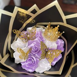 Purple and white eternal bouquet 