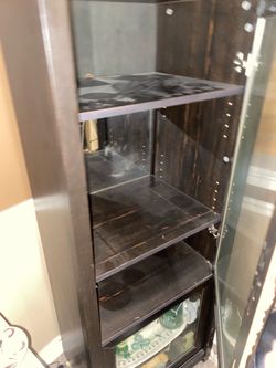 Dark Wood Display Cabinet with Glass Door