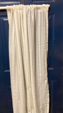 6 Panels Ivory Semi Sheer Striped Curtains