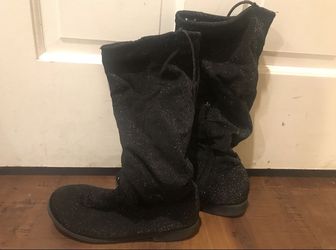 Black Glitter Boots