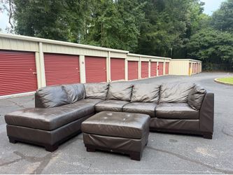 Brown Leather Sectional ( Free Delivery )