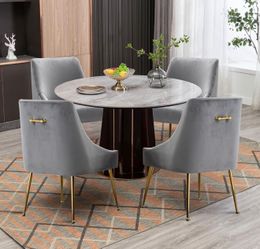 Set of 4- Grey Velvet dining chairs