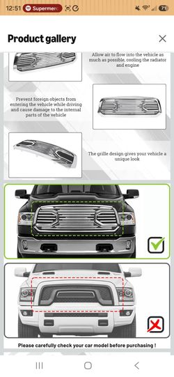 Front Horn Grille Grill Compatible with 2013-2018 Dodge RAM 1500