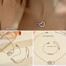 Bracelet And Necklace Set - Pet- Paw 🐾 New 