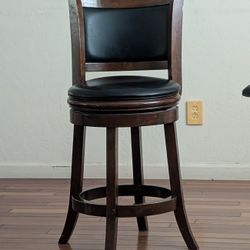 solid wood swivel cushioned leather barstool counter stool with back