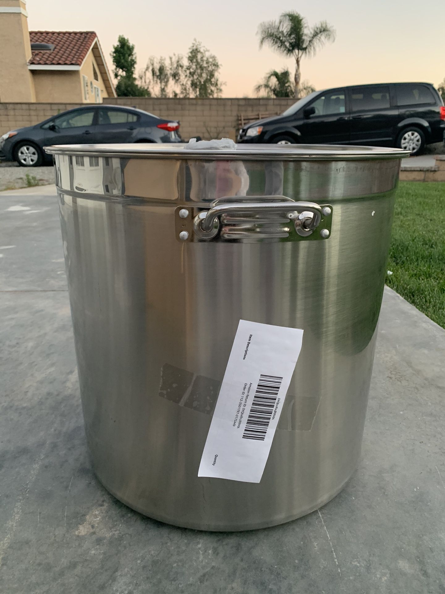 Mophorn kettle stock pot stainless lid 25 gal
