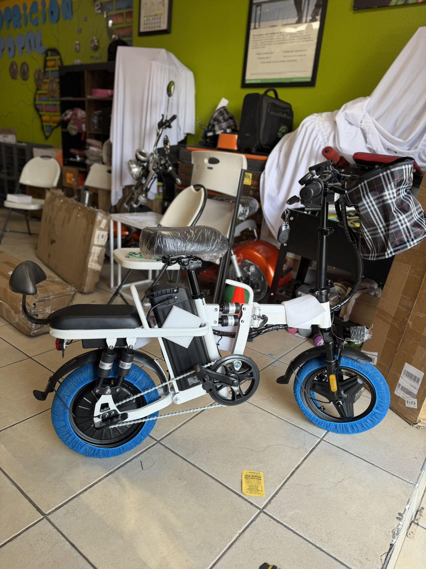 FOLDING ELECTRIC BIKE 500W-25MPH-MAX RANGE 50(PAS)ALARM.TURN LIGHTS.FUL SUSPENSION 2 Seater Electric Bike for Adults, 750 Peak 14" Folding Electric